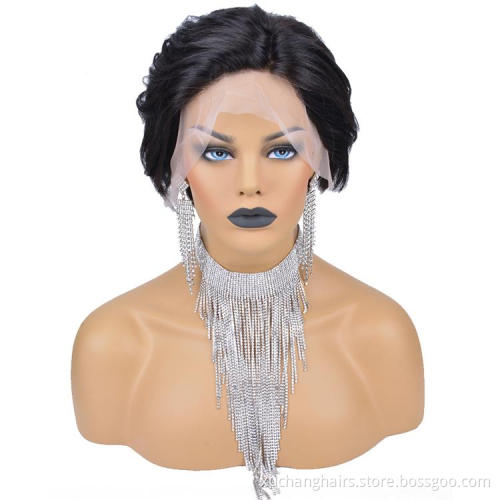 Dropship Wigs Short Lace Frontal Perruque Cheveux Humain 100 Virgin Brazilian Human Hair Pixie Wig